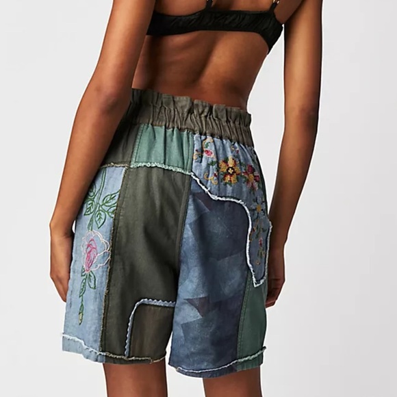 New Free People Blue Horizon Patched XS, S, M Blue High Waist Embroidered Boho - Picture 3 of 6